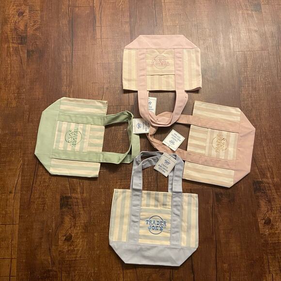 Trader Joe's Other - Trader Joe’s Striped Mini Canvas Tote (Set Of 4) Limited Edition, NWT